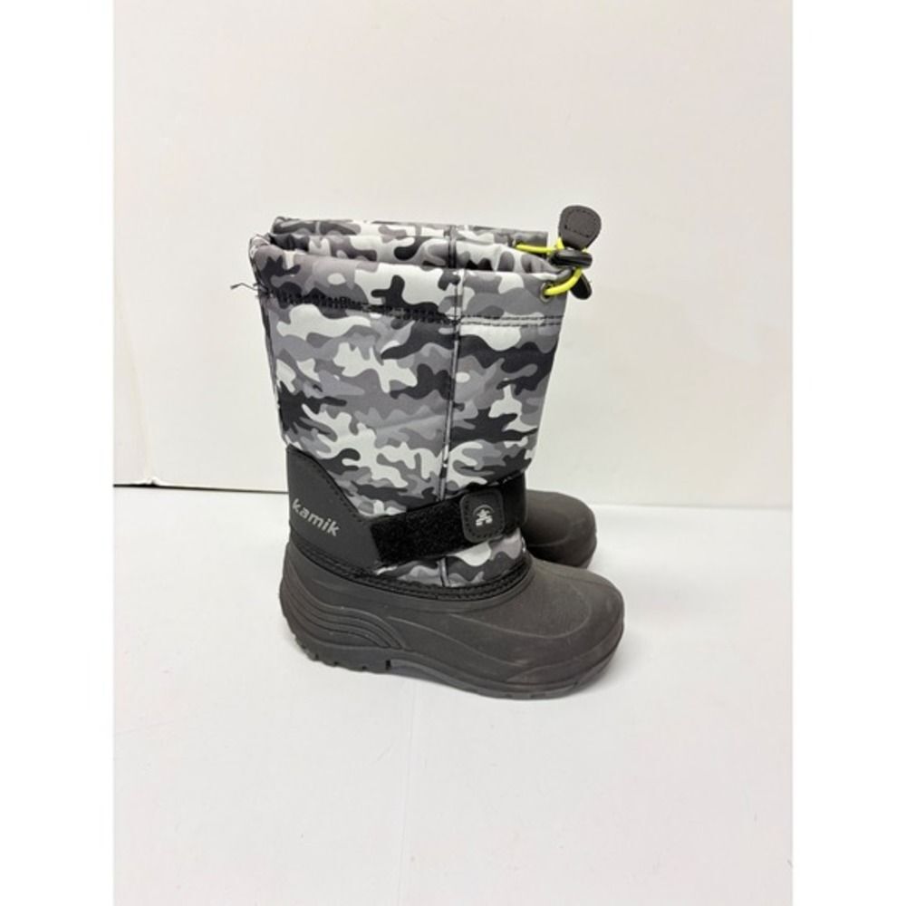 Kamik Snow Boots Kids Size 10 Gray Camo Waterproof Insulated Winter Boots - Picture 3 of 7